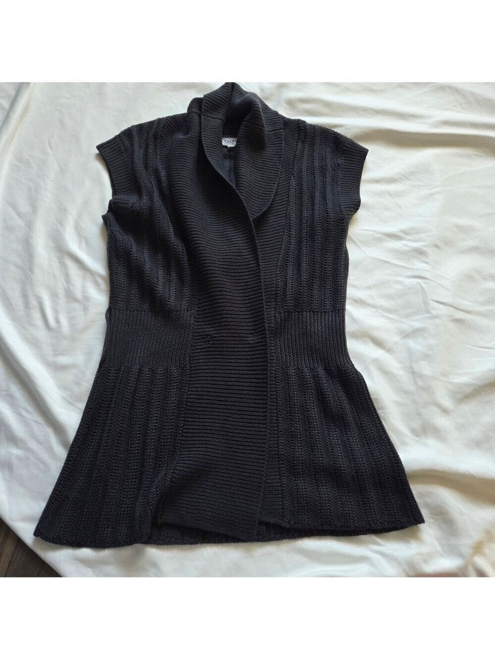 Suzy Shier Longline Sweater Vest | Shawl Collar Cardigan | Small